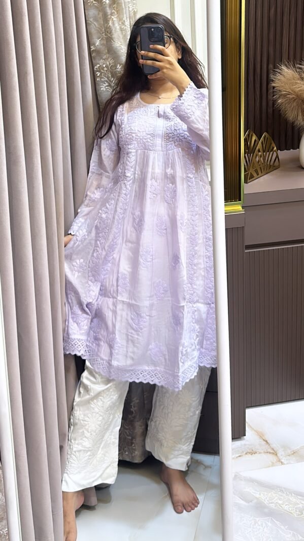 Light Purple Pure muslin knee lenght kurti