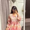 Pink Mul Mul Printed kurti