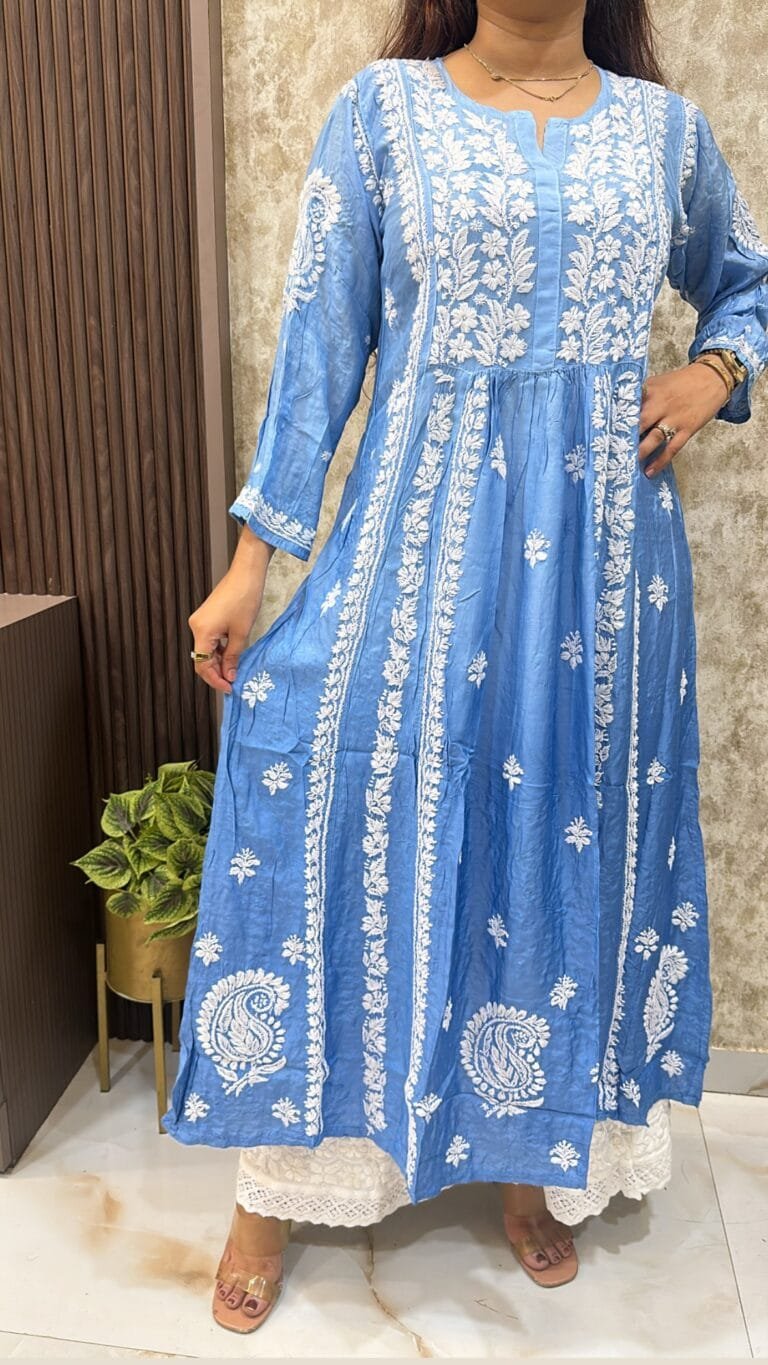 Blue Pure Muslin Heavy Gown