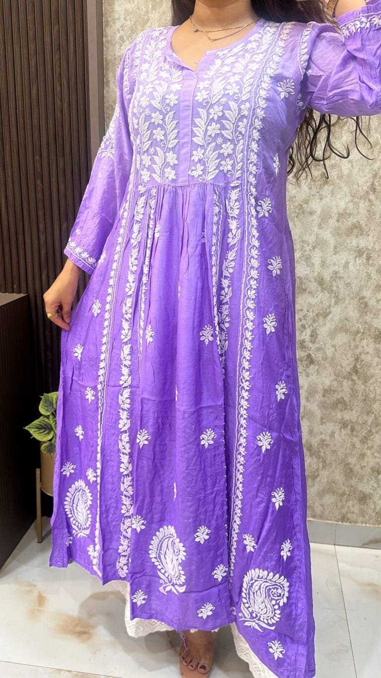 Purple Pure Muslin Heavy Gown