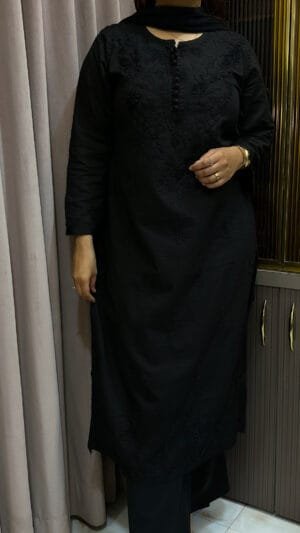 Black Dobi Cotton Lucknowi kurti
