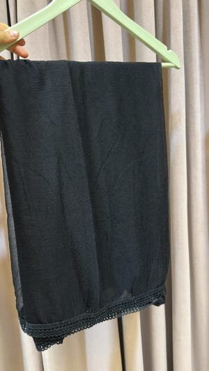 Black chiffon dupatta with lace work