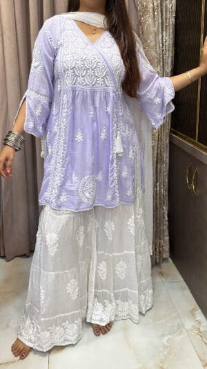 Lilac Pure modal Lucknowi short Top