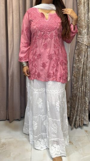 Onion Pink Pure muslin 3D short top