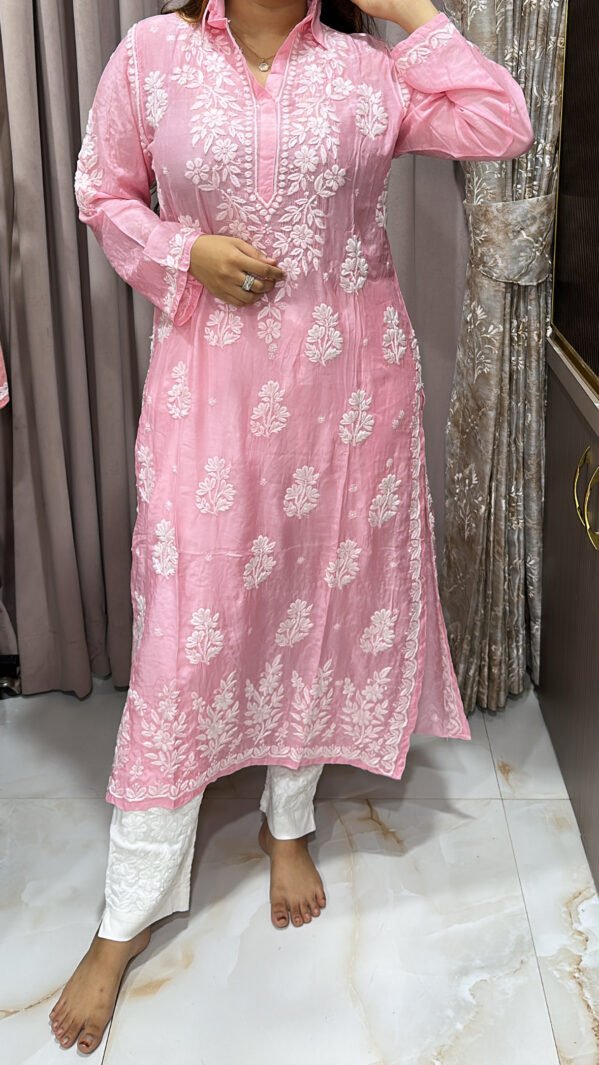Pink Pure muslin handwork kurti