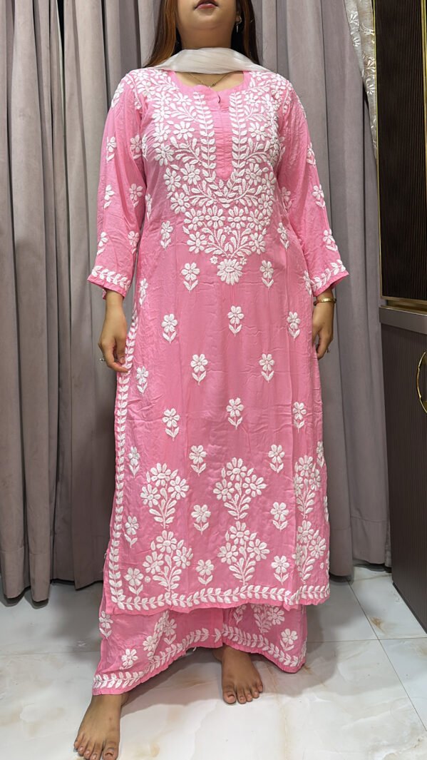 Pink Pure modal lucknowi plazo set