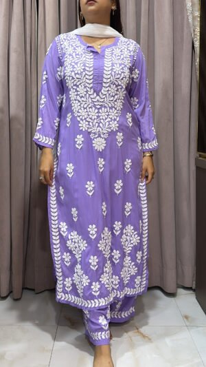 Purple Pure modal lucknowi plazo set