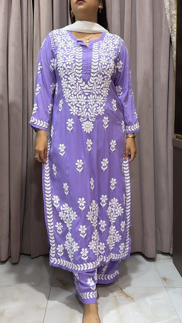 Purple Pure modal lucknowi plazo set