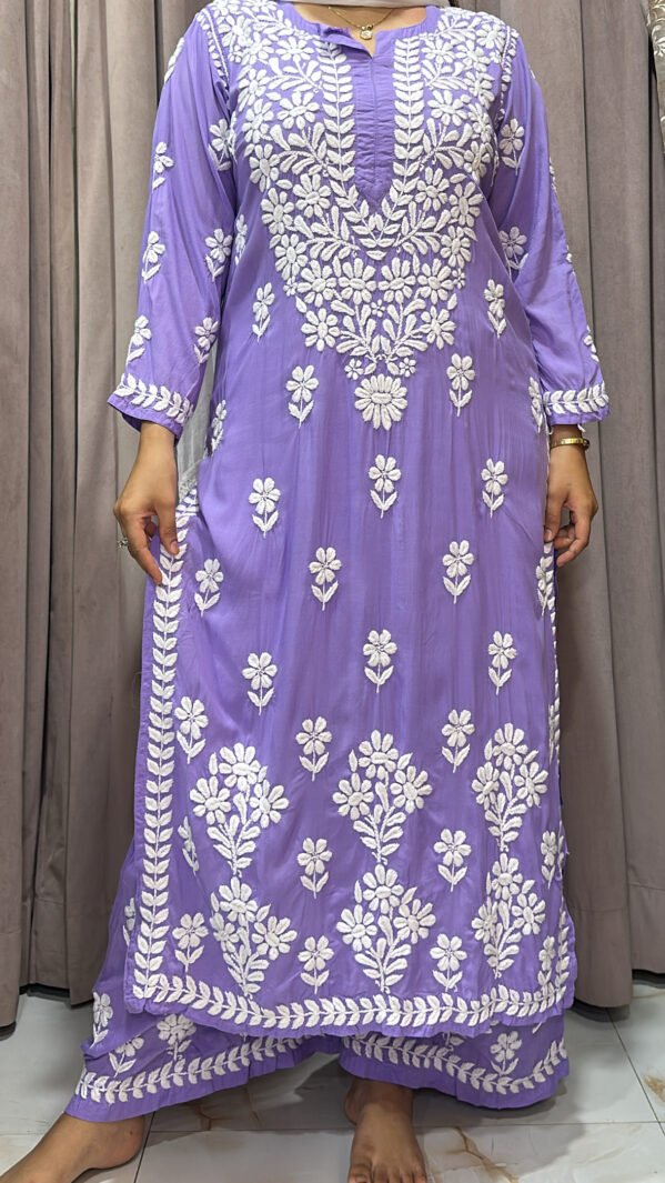 Purple Pure modal lucknowi plazo set