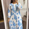 Pure modal satin lucknowi coloured thread work plazo set